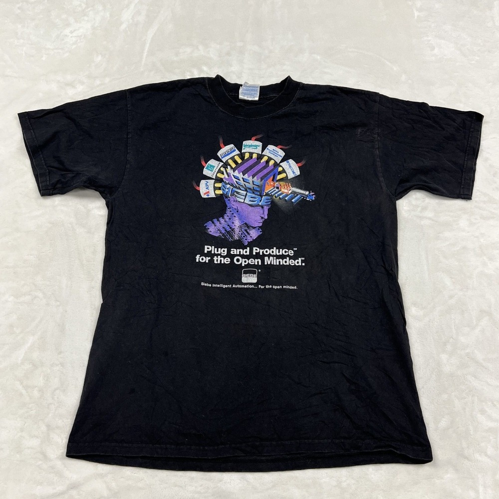 Gildan Siebe Intelligent Automation T-Shirt Mens L Black Vintage Tech Graphic
